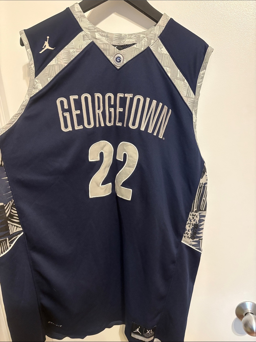 Jordan Navy and Gray Georgetown #22 Basketball Jersey